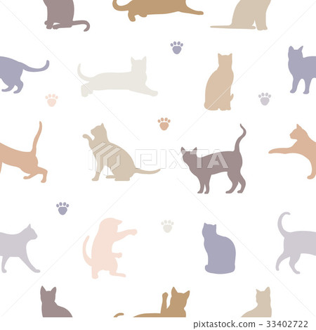 Seamless Pattern With Cats - Stock Illustration [33402722] - PIXTA