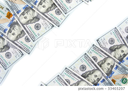 A border of American money isolated on white A border of American money isolated on white 33403207