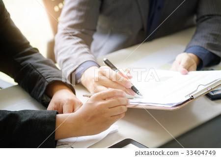 business man talking to consult report paper. 33404749