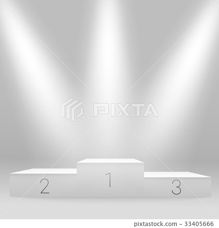 White illuminated sport podium. Vector mockup White illuminated sport podium. Vector mockup 33405666