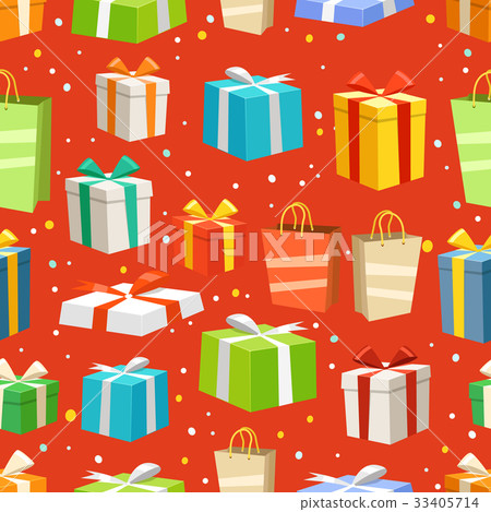 Different color gift boxes seamless pattern - Stock Illustration ...