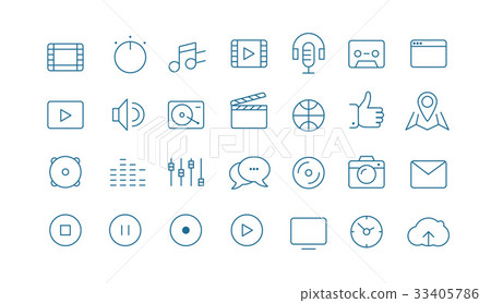 Modern media web and mobile app thin line icons Modern media web and mobile app thin line icons 33405786
