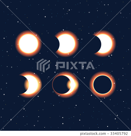 Sun and solar eclipse phases vector clipa 33405792