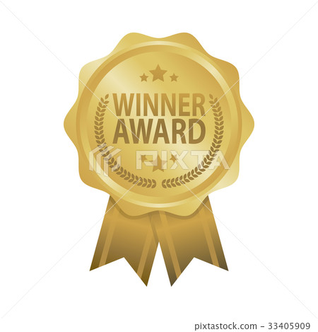 Winner award golden badge ribbon vector Winner award golden badge ribbon vector 33405909
