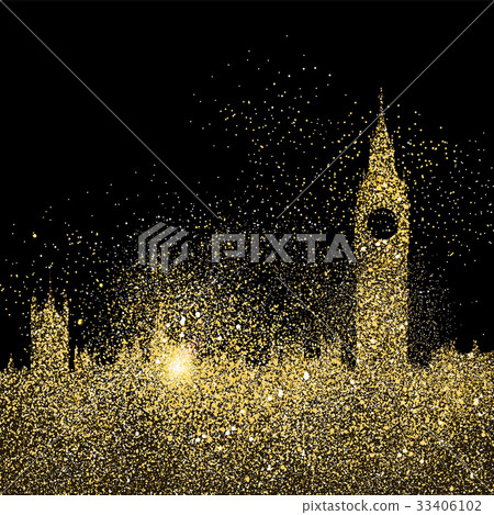 City skyline gold glitter art concept illustration City skyline gold glitter art concept illustration 33406102