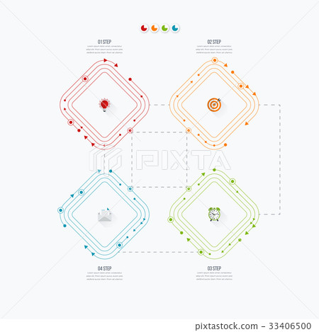 Business infographics template 4 steps with square Business infographics template 4 steps with square 33406500