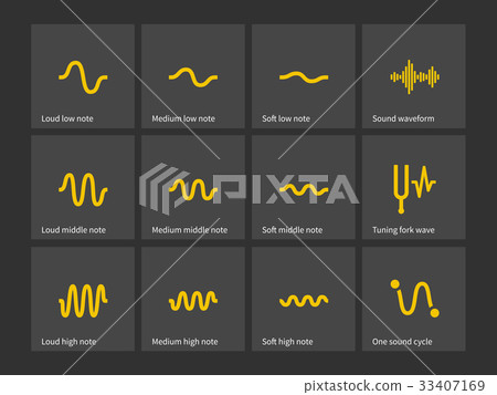 Sound note wave types icons. - Stock Illustration [33407169] - PIXTA