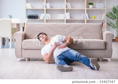 Man suffering from sick stomach and vomiting Man suffering from sick stomach and vomiting 33407347