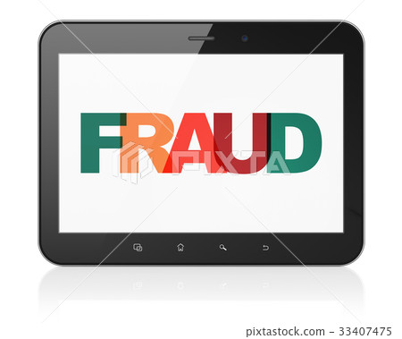 Security concept: Tablet Computer with Fraud on Security concept: Tablet Computer with Fraud on 33407475