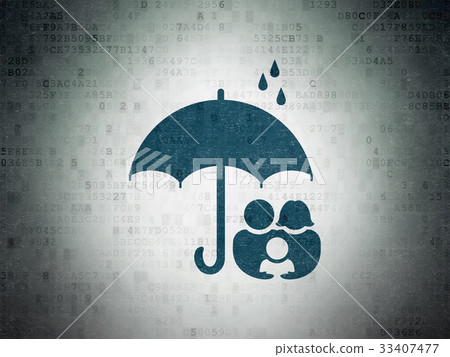 Safety concept: Family And Umbrella on Digital Safety concept: Family And Umbrella on Digital 33407477