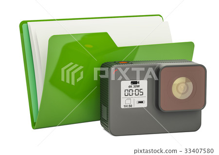 Computer folder icon with dashcam, 3D rendering 33407580