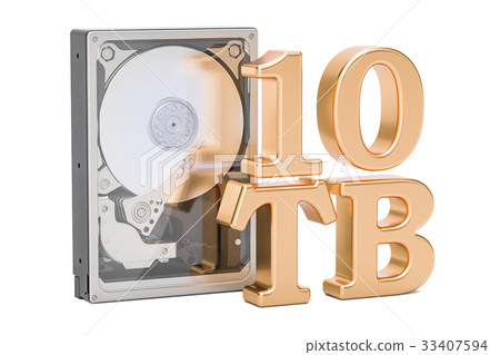 Hard Disk Drive (HDD), 10 TB. 3D rendering 33407594