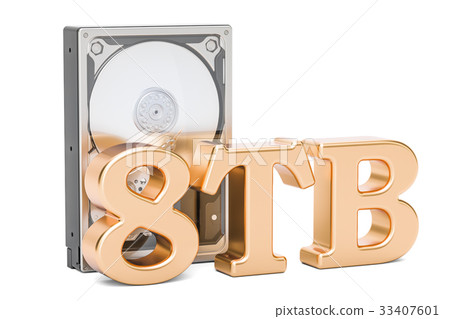 Hard Disk Drive (HDD), 8 TB. 3D rendering 33407601