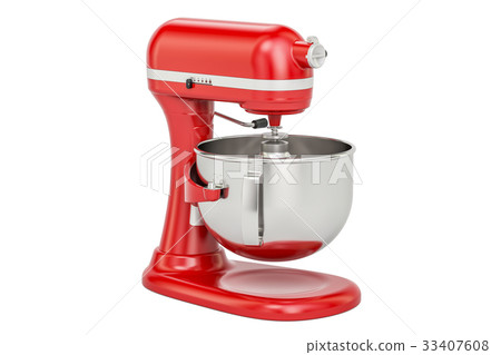 Red stand kitchen mixer, 3D rendering Red stand kitchen mixer, 3D rendering 33407608