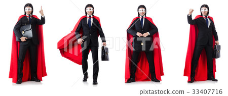 Man in red cover isolated on white Man in red cover isolated on white 33407716