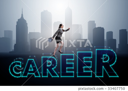 Businesswoman in global employment concept 33407750