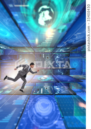 Businessman in abstract business concept 33408430