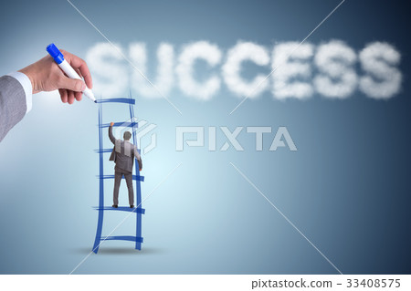 Hand drawing ladder for successful businessman 33408575