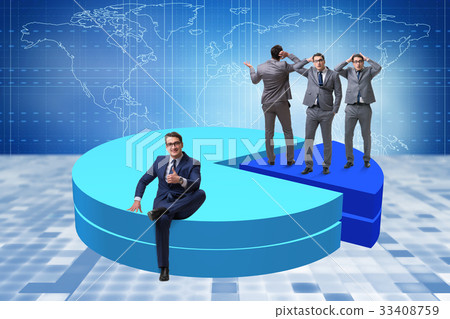 Businessman sitting on pie chart in business 33408759