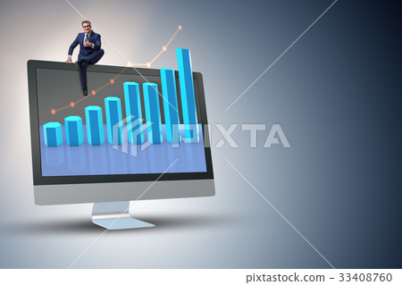Businessman in economic forecasting concept with 33408760
