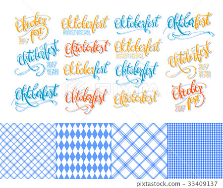 Oktoberfest stickers hand lettering, brush pen 33409137