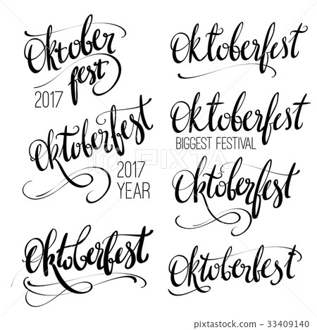 Oktoberfest vector hand lettering set, brush pen Oktoberfest vector hand lettering set, brush pen 33409140