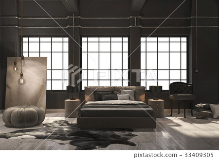 loft bedroom with beige wood floor loft bedroom with beige wood floor 33409305