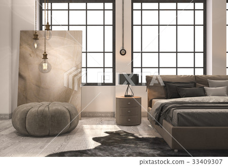 loft bedroom with beige wood floor loft bedroom with beige wood floor 33409307