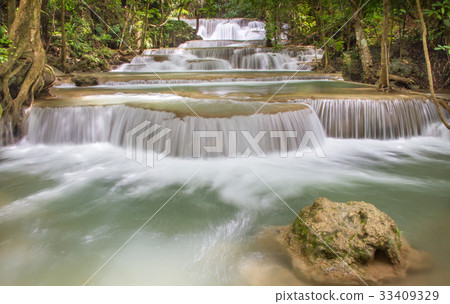 Deep forest Waterfall in Kanchanaburi, Thailand 33409329