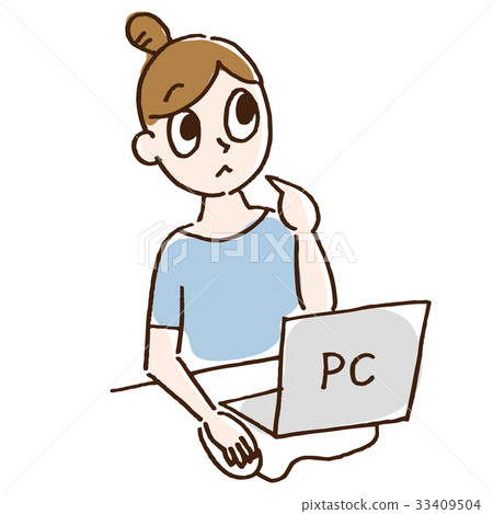 person in front of computer clipart picture