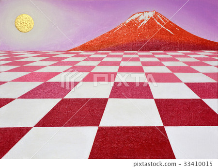 Oil painting perspective red Fuji 33410015