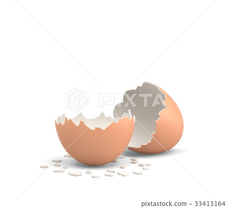 3d rendering of an empty and cracked chicken egg 3d rendering of an empty and cracked chicken egg 33413164