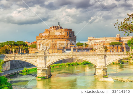 The Tiber River, Ponte Sant'Angelo Bridge The Tiber River, Ponte Sant'Angelo Bridge 33414140