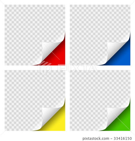Realistic Curly Page Colored Corners set with Realistic Curly Page Colored Corners set with 33416150