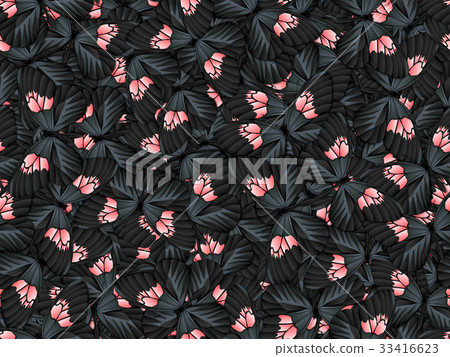 Seamless pattern with lot of different butterflys 33416623