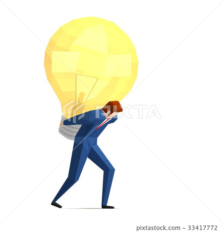 Businessman carrying a light bulb Businessman carrying a light bulb 33417772