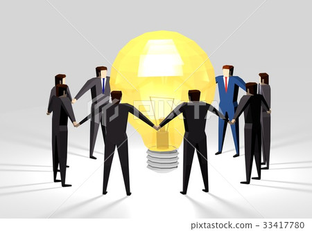 Businessman surrounding a light bulb Businessman surrounding a light bulb 33417780