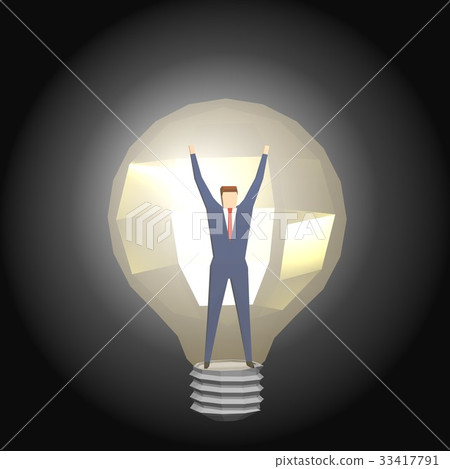 在一個發光的電燈泡的商人 在一個發光的電燈泡的商人 33417791