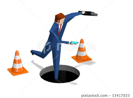 A man who is walking on a smartphone falling into a hole A man who is walking on a smartphone falling into a hole 33417833