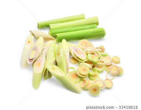slice of fresh Lemongrass isolated on white slice of fresh Lemongrass isolated on white 33418618