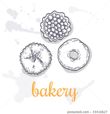 Hand drawn decorative bakery template . Vector Hand drawn decorative bakery template . Vector 33418827