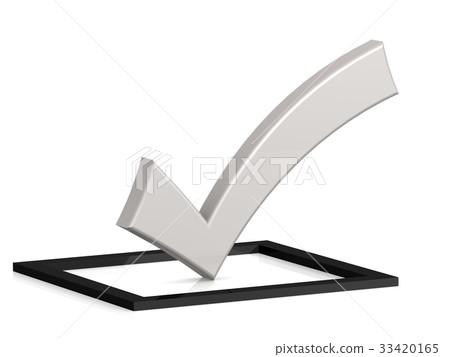 White check mark on black square 33420165
