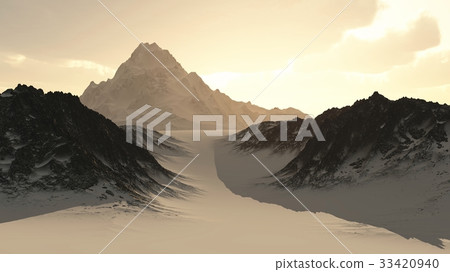 Distant Lonely Mountain Peak 33420940