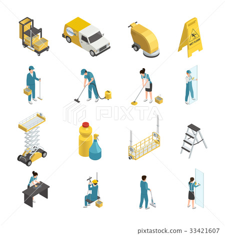 Professional Cleaning Isometric Icons 33421607