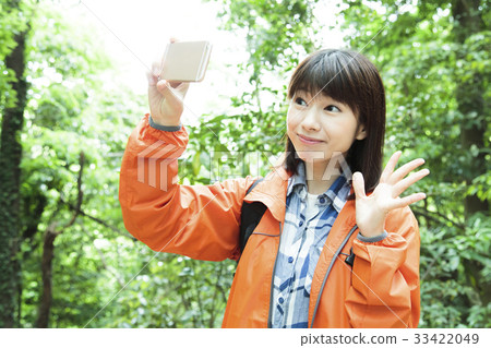 登山女孩徒步登山登山戶外徒步旅行 33422049