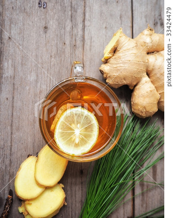 Ginger tea and mint with lemon Ginger tea and mint with lemon 33424479