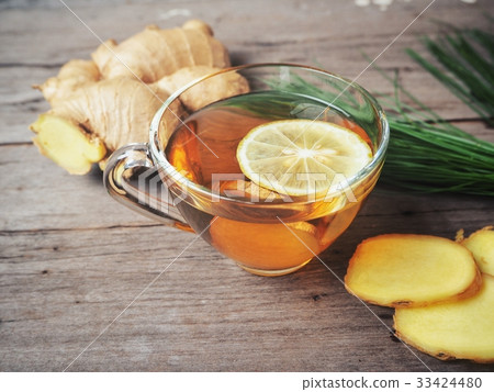 Ginger tea and mint with lemon Ginger tea and mint with lemon 33424480