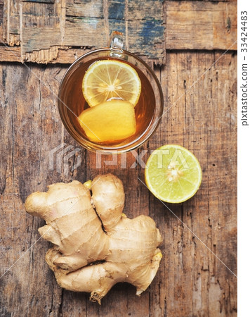 Ginger tea and mint with lemon Ginger tea and mint with lemon 33424483