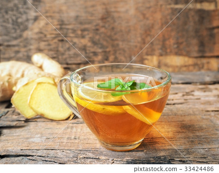 Ginger tea and mint with lemon Ginger tea and mint with lemon 33424486