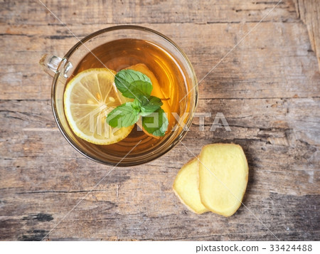 Ginger tea and mint with lemon Ginger tea and mint with lemon 33424488